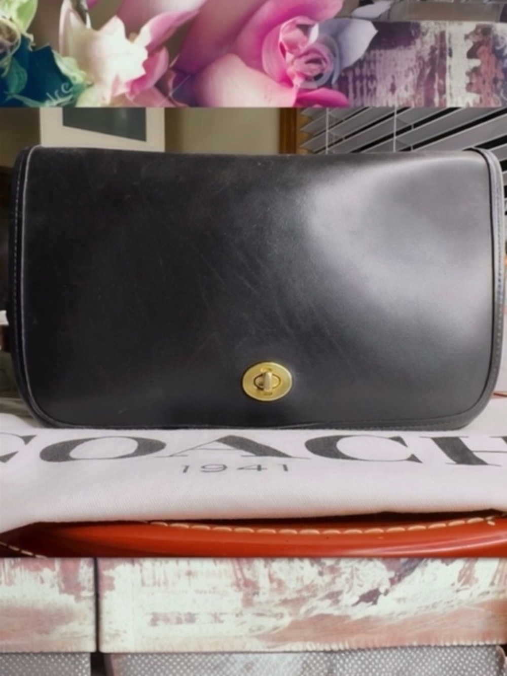 VINTAGE COACH BLACK CONVERTIBLE CLUTCH 9635